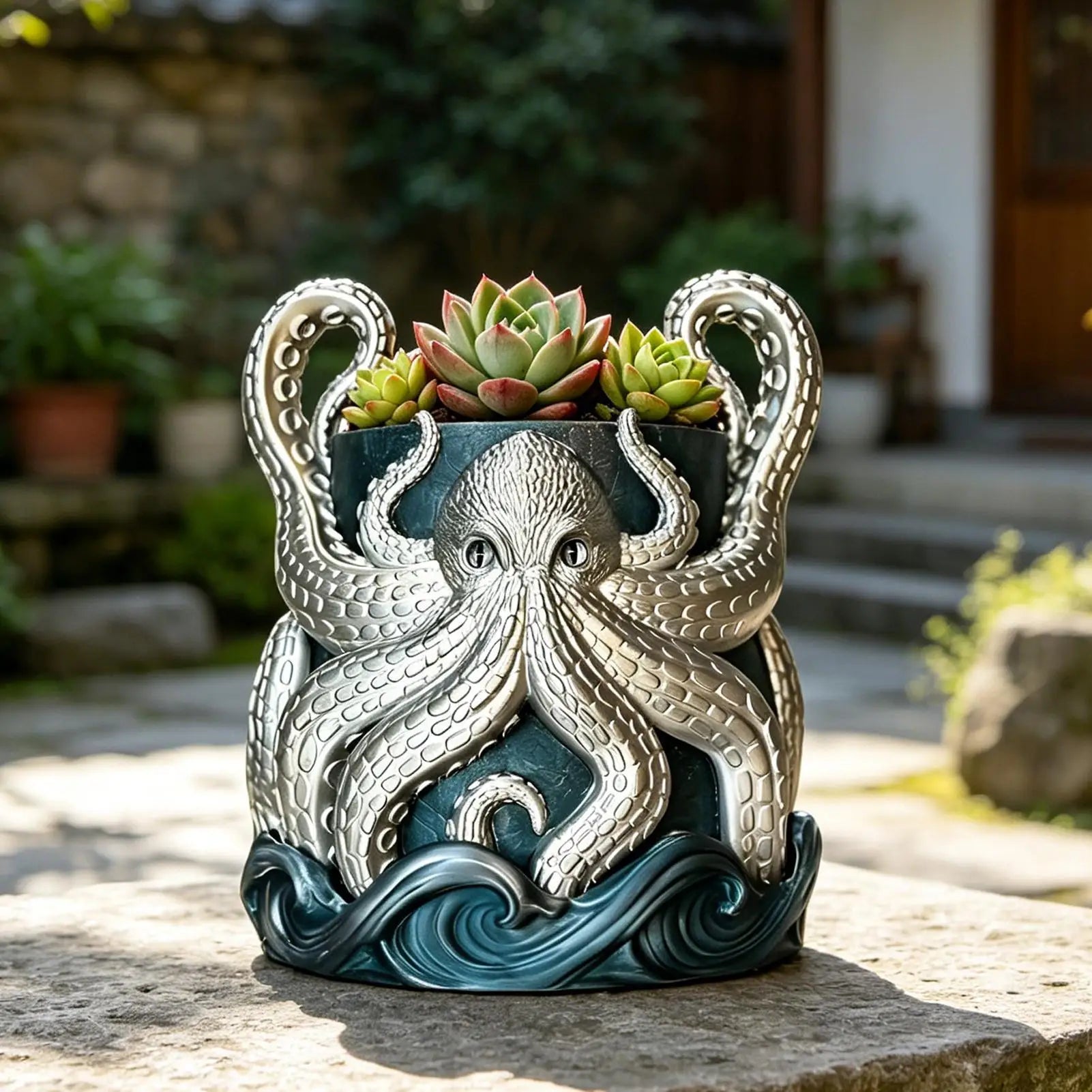 Octopus Planter Nautical Home Decor Drainage Animal Planters Office