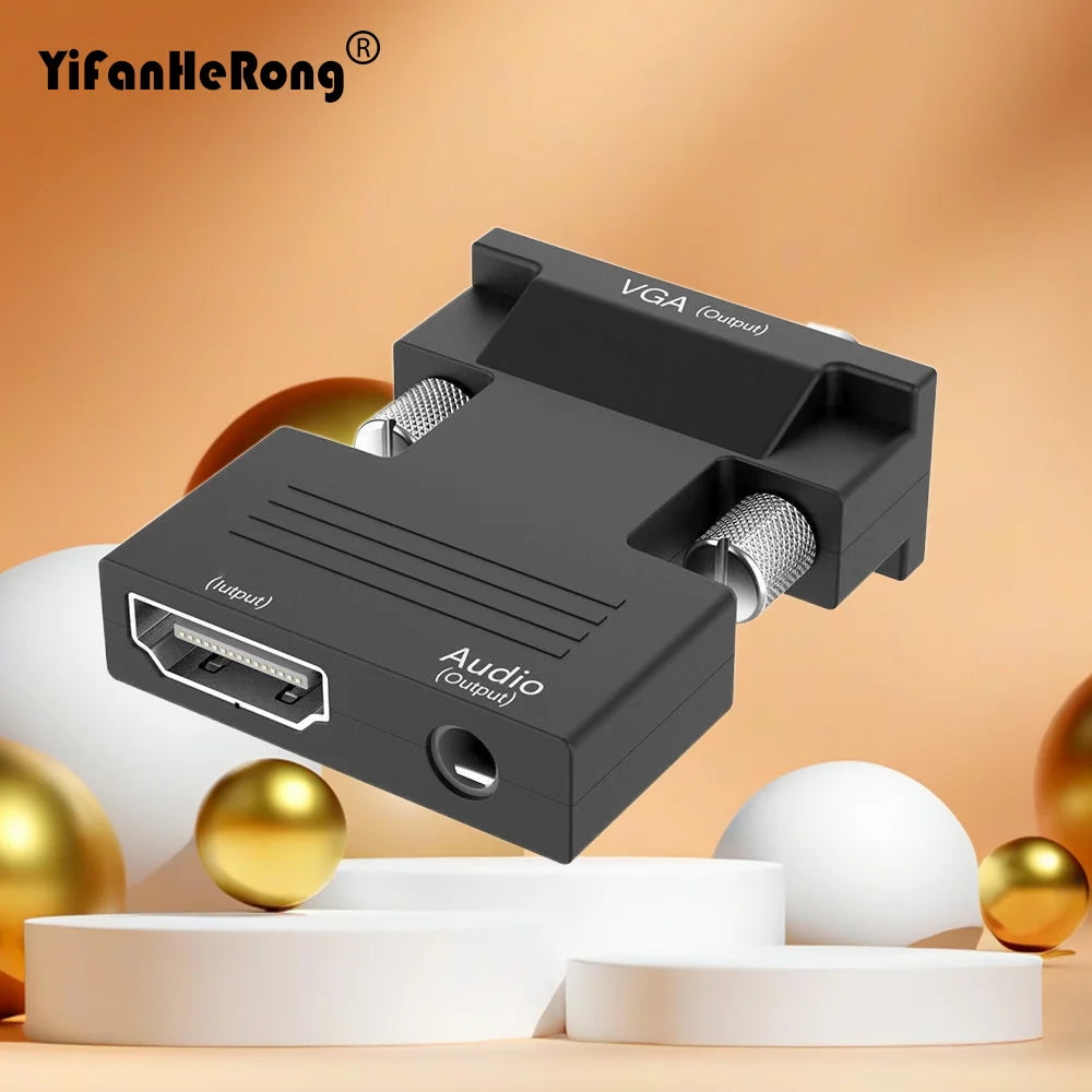 HDMI-Compatible Female to VGA Male Convertor 1080P Signal Output Converter with Audio Adapter with Audio Cables 1080P Zpaxo