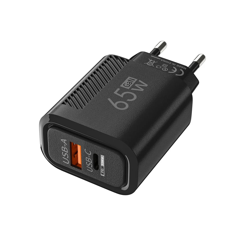 65W USB-C Charger GaN Fast Charging PD Type C Cable Mobile Phone Adapter For iPhone 16 Xiaomi Samsung Xiaomi QC 3.0 Wall Charger Zpaxo EU Black