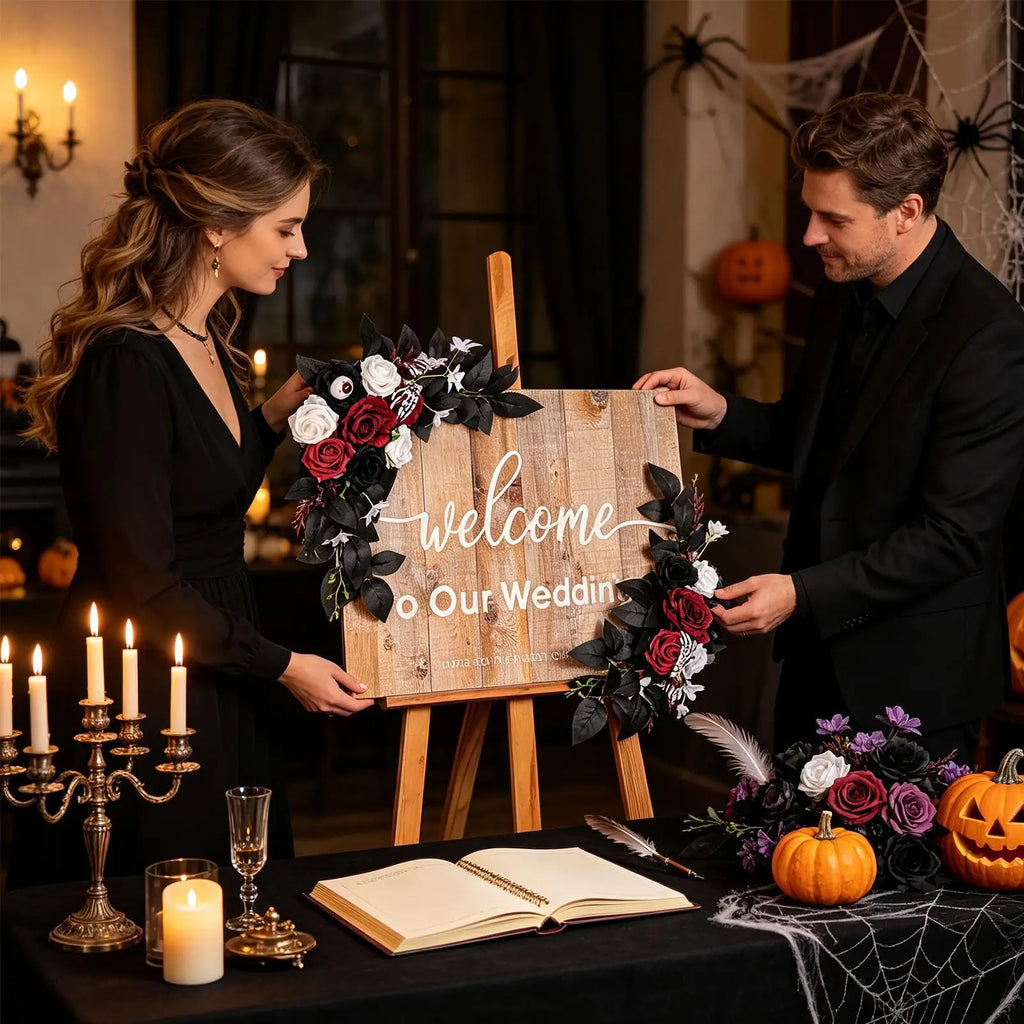 Halloween Fake Flowers Party Garland Skeleton Eyeballs Realistic