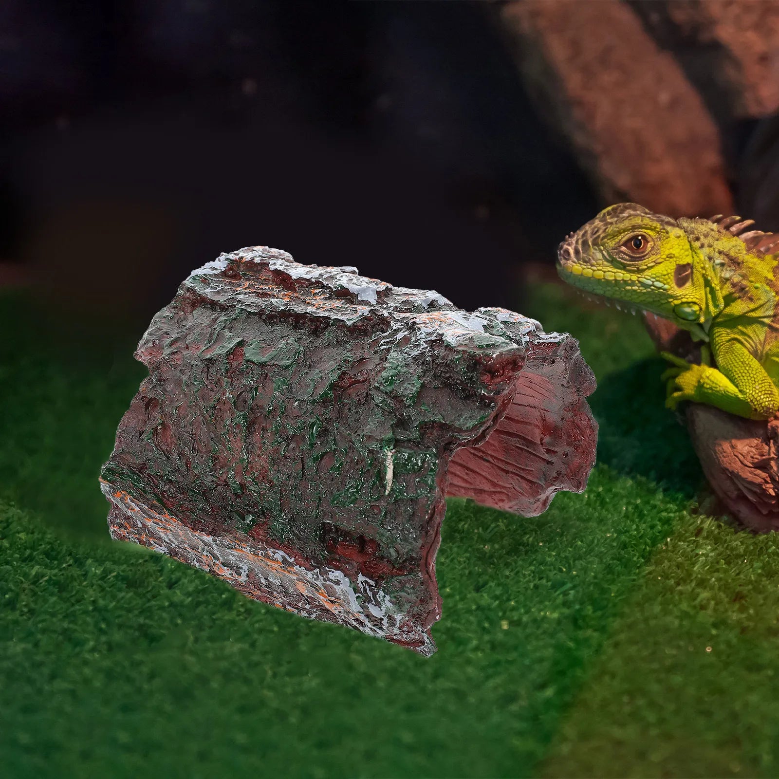 Eco Friendly Resin Reptile Hiding Place Lifelike Detail Cave Turtles