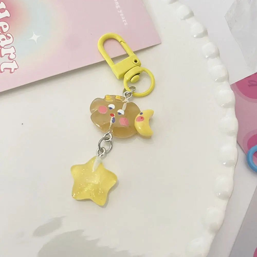 Cute Star Starry Clouds Keychain Korean Style Fine Flicker Key Ring Resin Student Zpaxo khaki