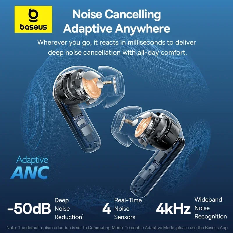Baseus EP10 ANC Earbuds Wireless Bluetooth 6 0 Earphones 50dB
