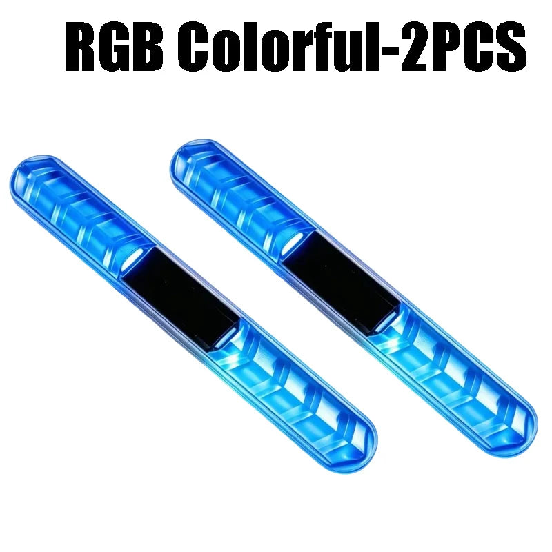 Solar Car Door Edge Guard Warning Light Colorful LED Flashing Strip Zpaxo RGB Colorful-2PCS