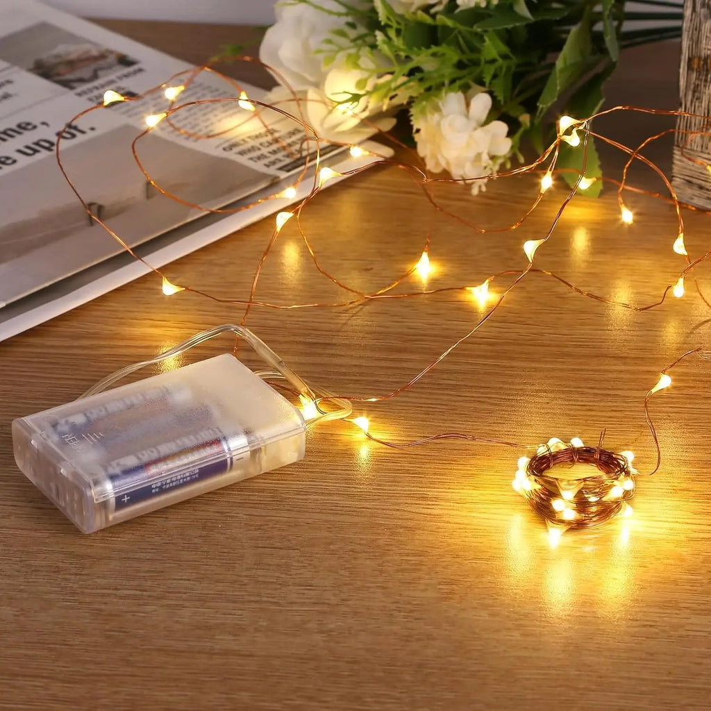 2M 20LED Fairy String Light Battery Operated Copper Wire Warm White for Christmas Wedding Party Decor Indoor OutdoorLighting Zpaxo
