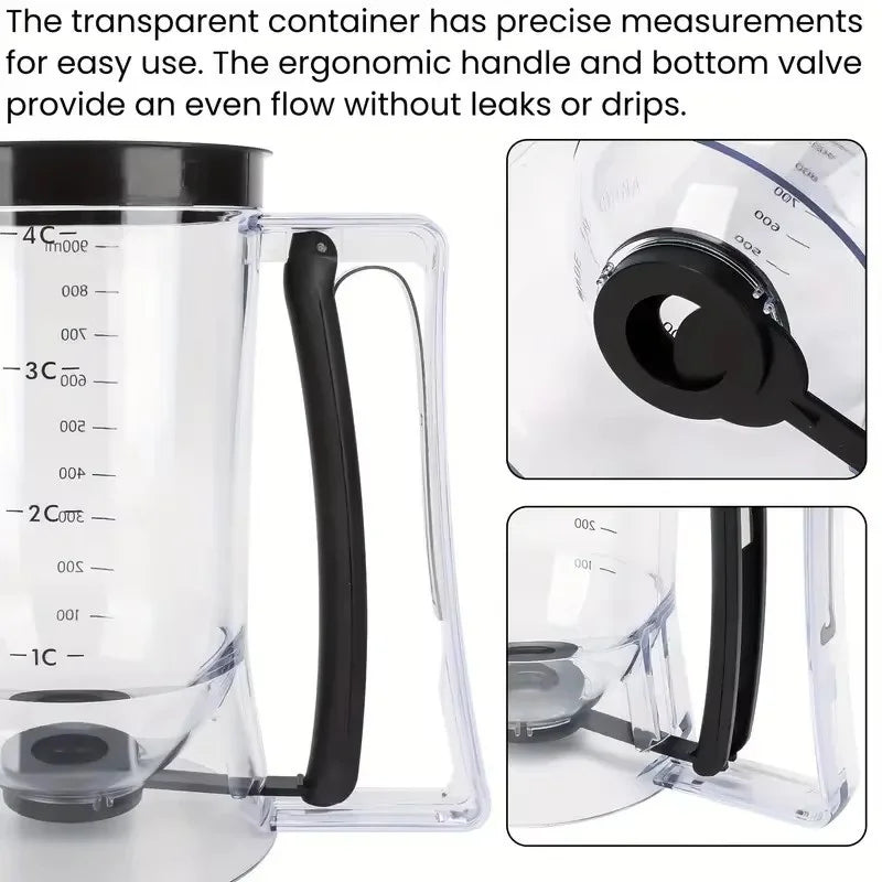 Cupcake Batter Dispenser - Designed for Easy Pouring - Non-Stick And Space-Efficient Ideal for Making Waffles Cakes and Pancakes Zpaxo black