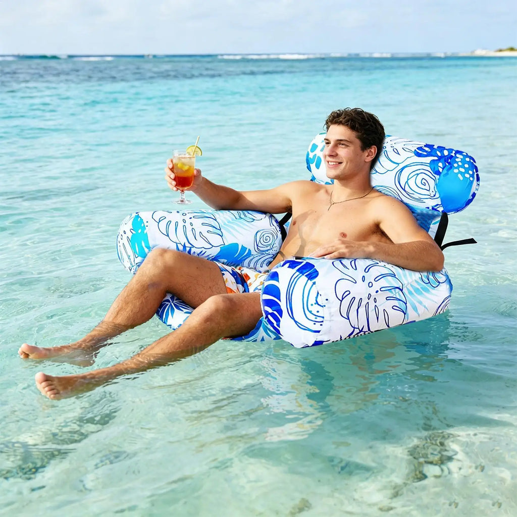 Inflatable Water Hammock Armrests PVC Floating Lounger Sofa Adults