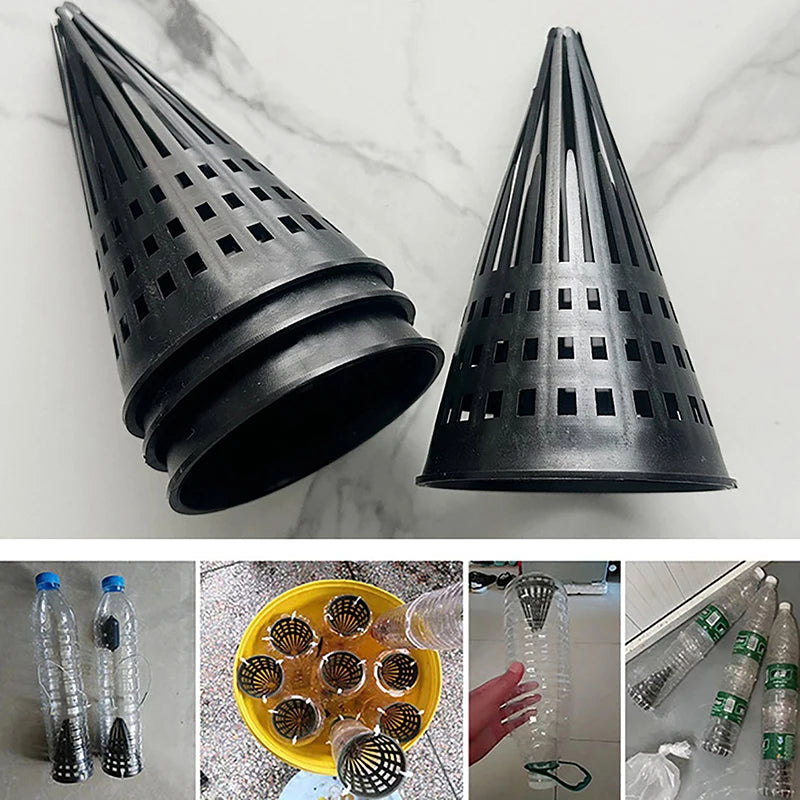 5Pcs Tapered Inlet Fishing Net Finless Eel Loach Trap Fishing Cage Lid Durable Plastic Tackle Cage Lid Black Fishing Accessories Zpaxo