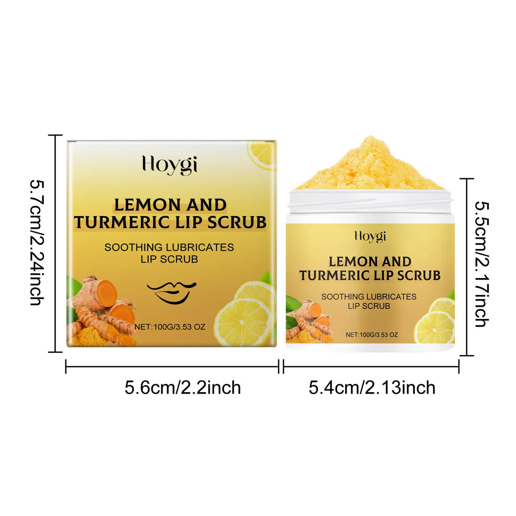 Turmeric Lemon Lip Scrub Dead Skin Removal Exfoliating Moisturizing Balm for Dry Chapped Lips Fade Lip Lines Nourishing Lip Care Zpaxo