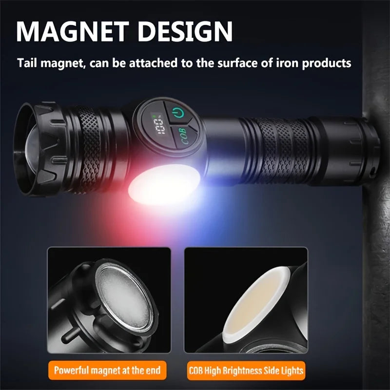 Mikenoon Magnetic LED Tactical Flashlight – USB Rechargeable COB LED Tactical Flashlight Zpaxo