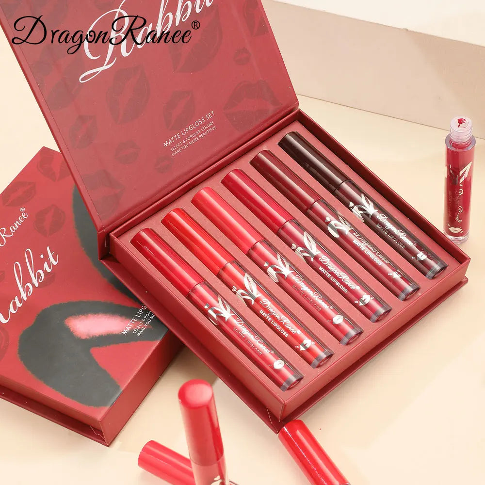 6-Piece Lip Gloss Set, Velvet Matte Lip Gloss, Waterproof and Sweat-Proof Lipstick, Non-Stick Cup Matte Lipstick, Holiday Gift Set Zpaxo