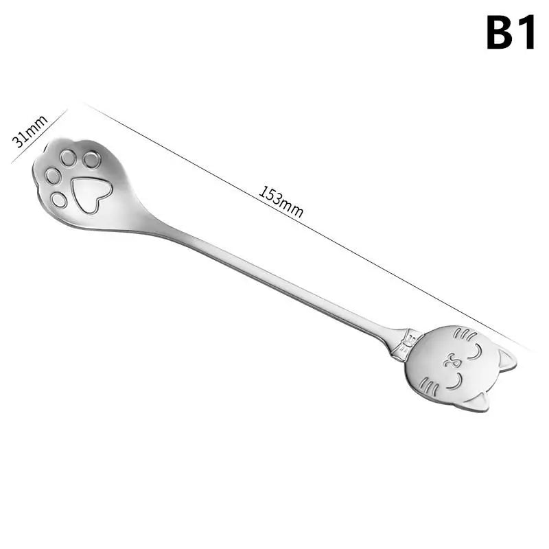 Cute Cat Paw Teaspoon 304 Stainless Steel Coffee Spoon Ice Cream Zpaxo B1