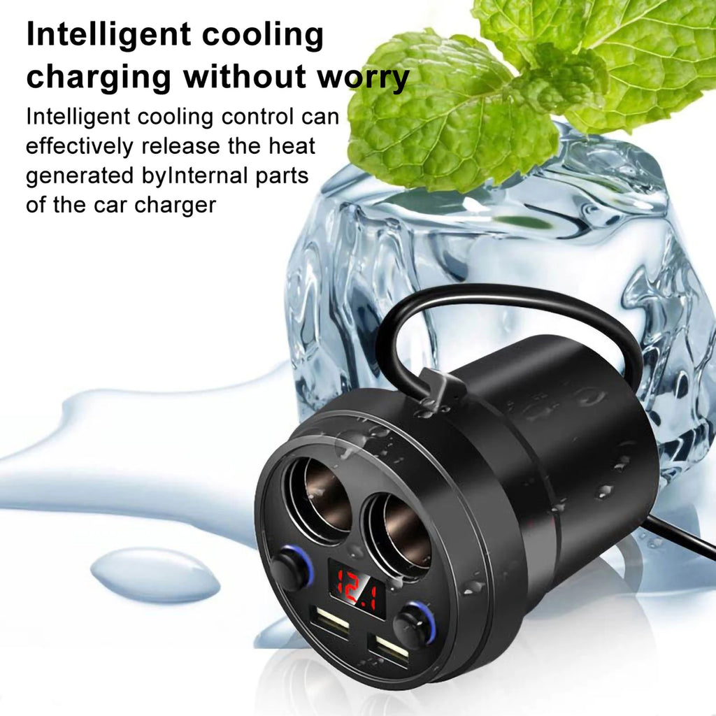 Cup Dual USB Car Charger Wire Multifunction Cigarette Lighter Phone