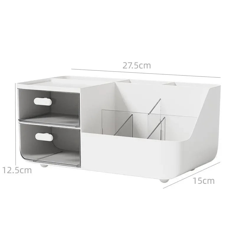 Desktop Drawer Organizer – Cosmetics & Stationery Storage Box Desktop Drawer Organizer Zpaxo white