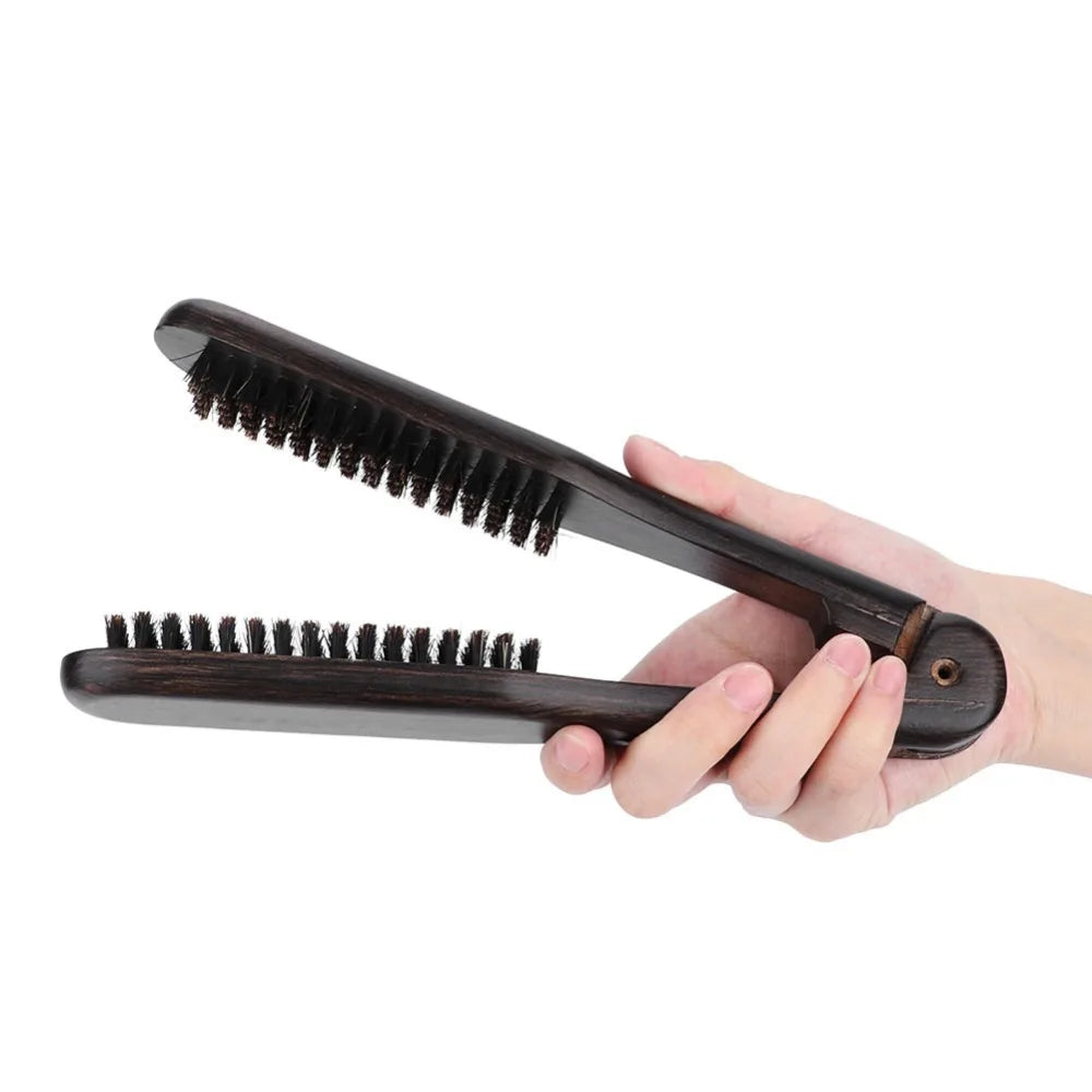 Wooden Handle Double Brushes Hair Straightening Comb Soft Universal Zpaxo