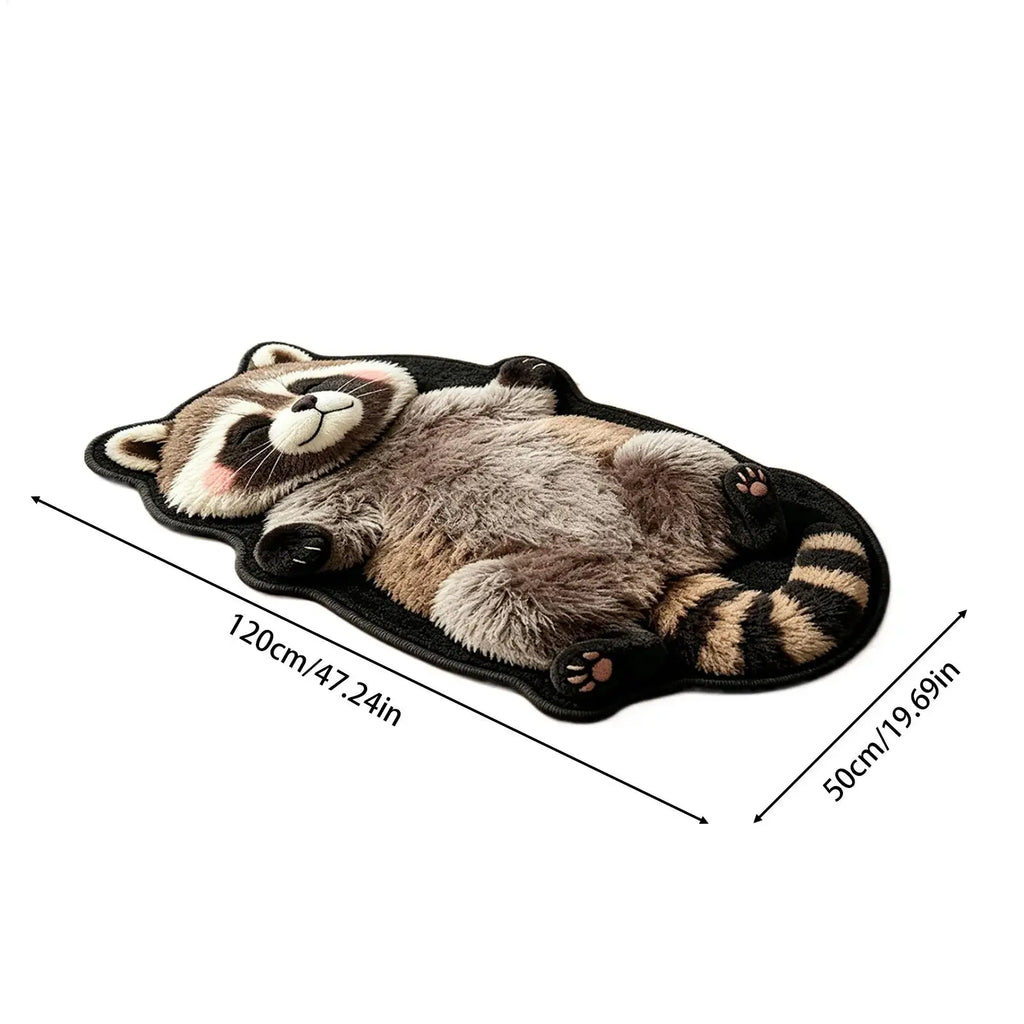 Animal Area Rug Raccoon Pattern Carpet Mat Soft Home Dining Bedroom