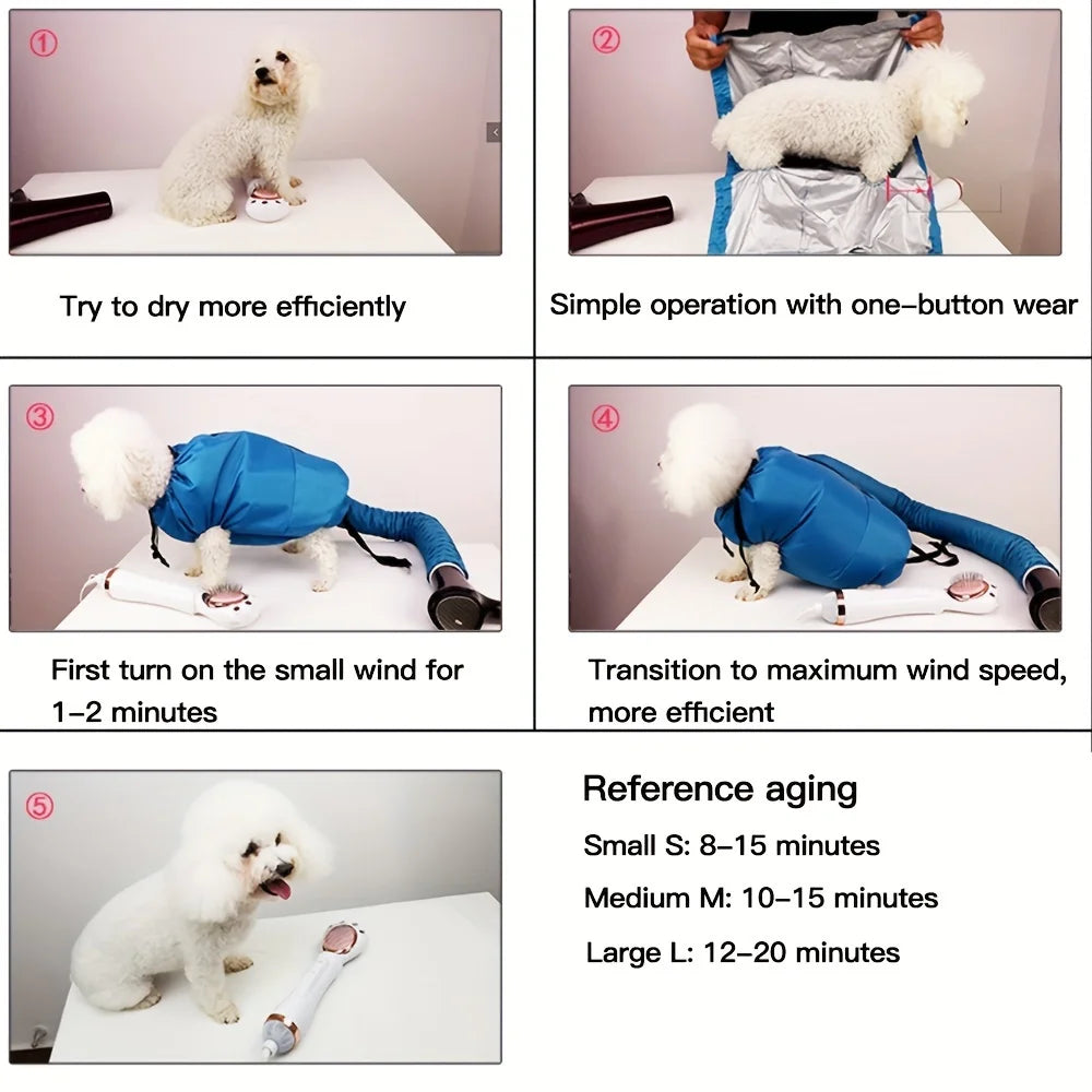 Dogs Hair Dryer Blow Bag Pet Dry Folding Grooming Portable Drying