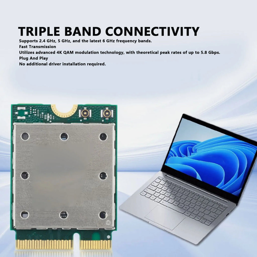 WiFi 7 Wireless Adapter Module Support for Windows 11 2.4G 5G 6GHz Triple Band M.2 5.8Gbps Laptop Network Adapter Module Zpaxo