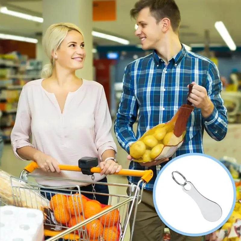Shopping Trolley Keychain Cart Unlock Tools Quarter Stainless Steel