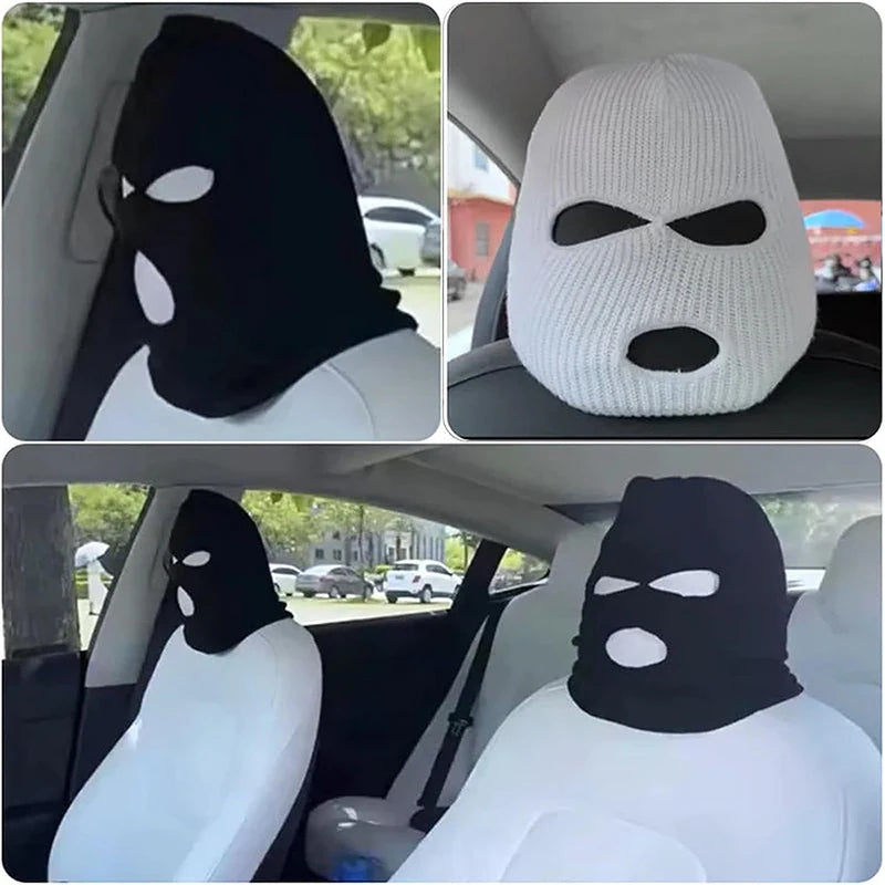 3 Hole Car Seat Headrest Full Face Cover Ski Mask Hat Anti-dust