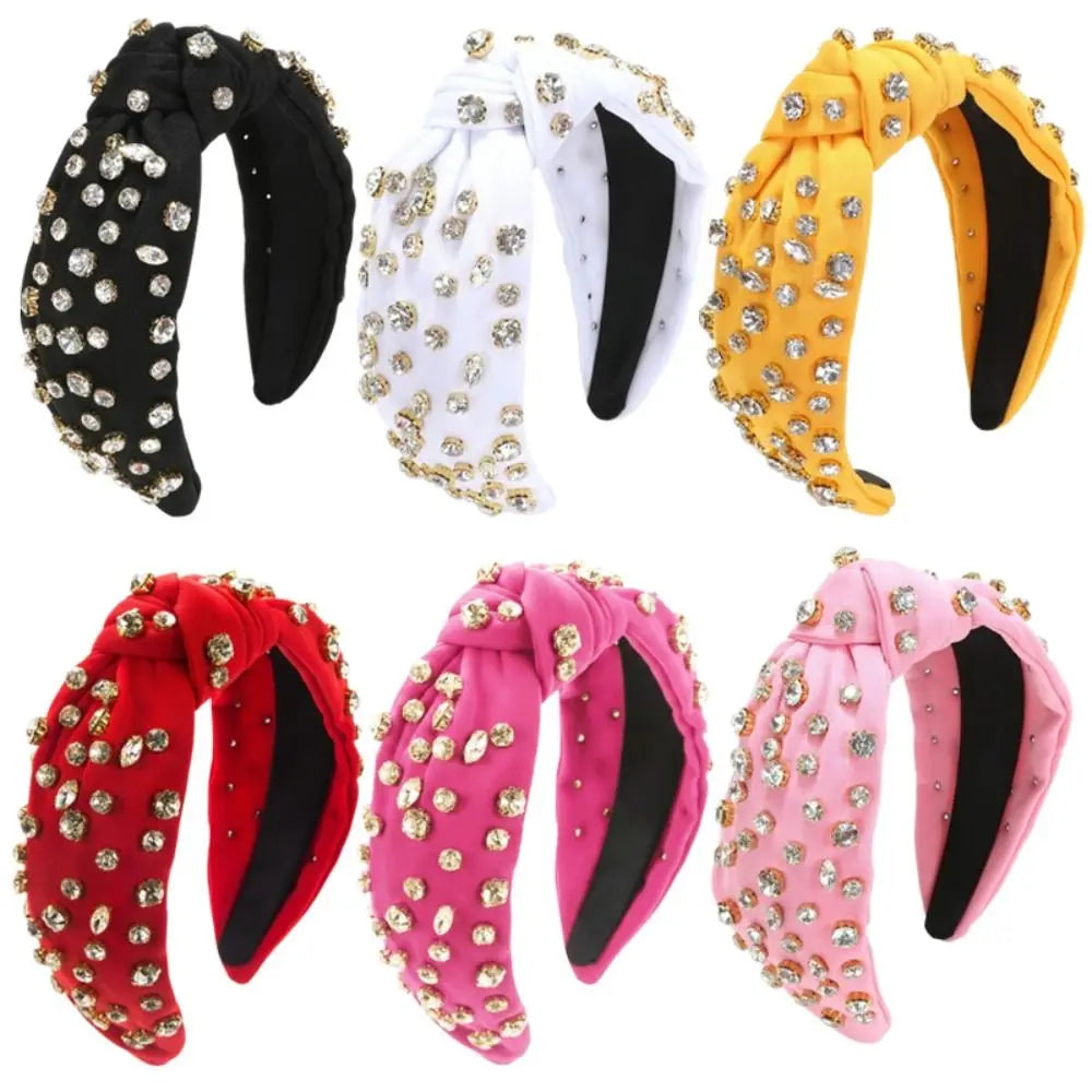 Full Diamond Diamond Headband Pure Color Luxury Style Fabric Headband Retro Style Elegant Design Rhinestone Headband Zpaxo