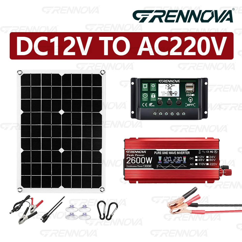 Grennova 2600W Off-grid System Pure Sine 12V To110V 220V Inverter 60A