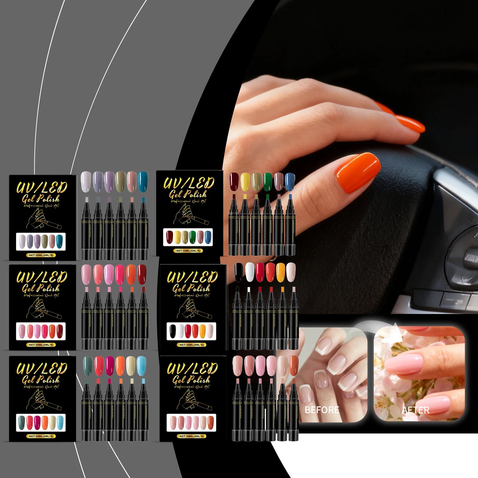 6-Color DIY Gel Nail Art Pen Set – High Pigment & Waterproof Gel Nail Art Pen Zpaxo