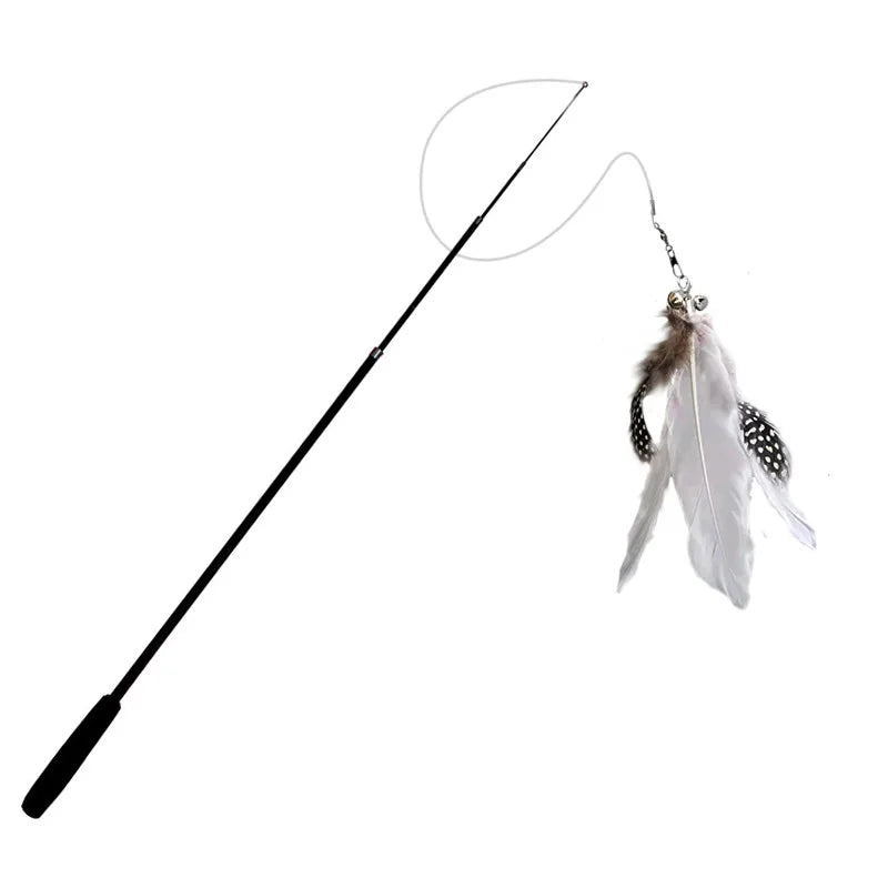Extended telescopic cat stick 1.8m extra long fishing rod resistant to scratching feather cat toys to relieve boredom Zpaxo WHITE