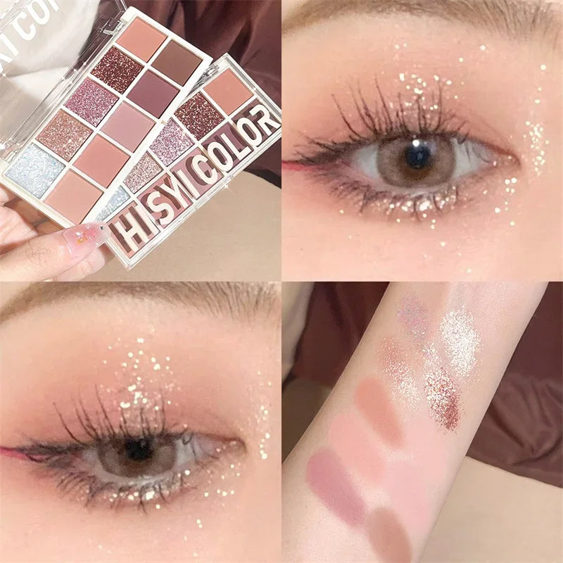 10 Colors Shimmer Matte Eyeshadow Palette Nude Glitter Shiny Pigment Eye Shadow Long Lasting Waterproof Make Up Palette Cosmetic Zpaxo