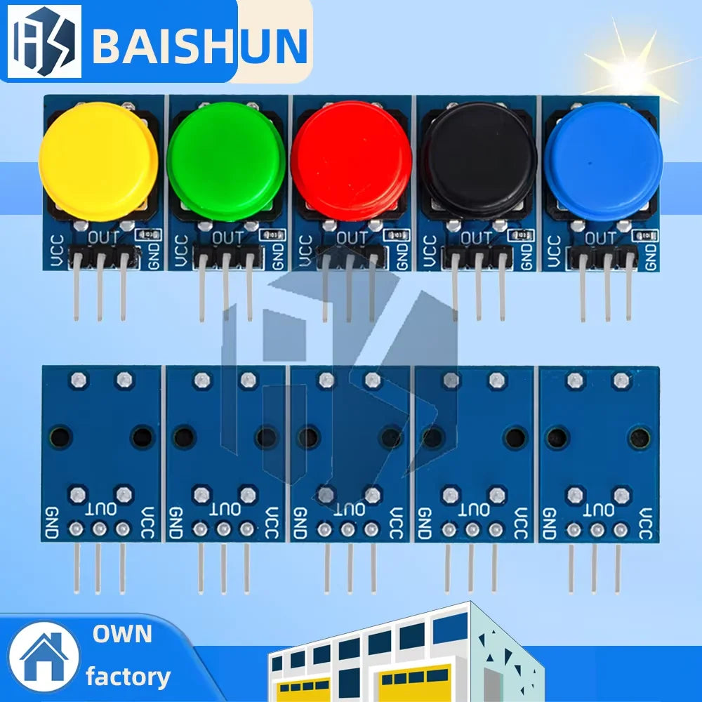 5PCS 12x12mm Large Cap Tactile Push Button Switch Module, High Level Output, Compatible with for Arduino & Raspberry Pi 3 Zpaxo