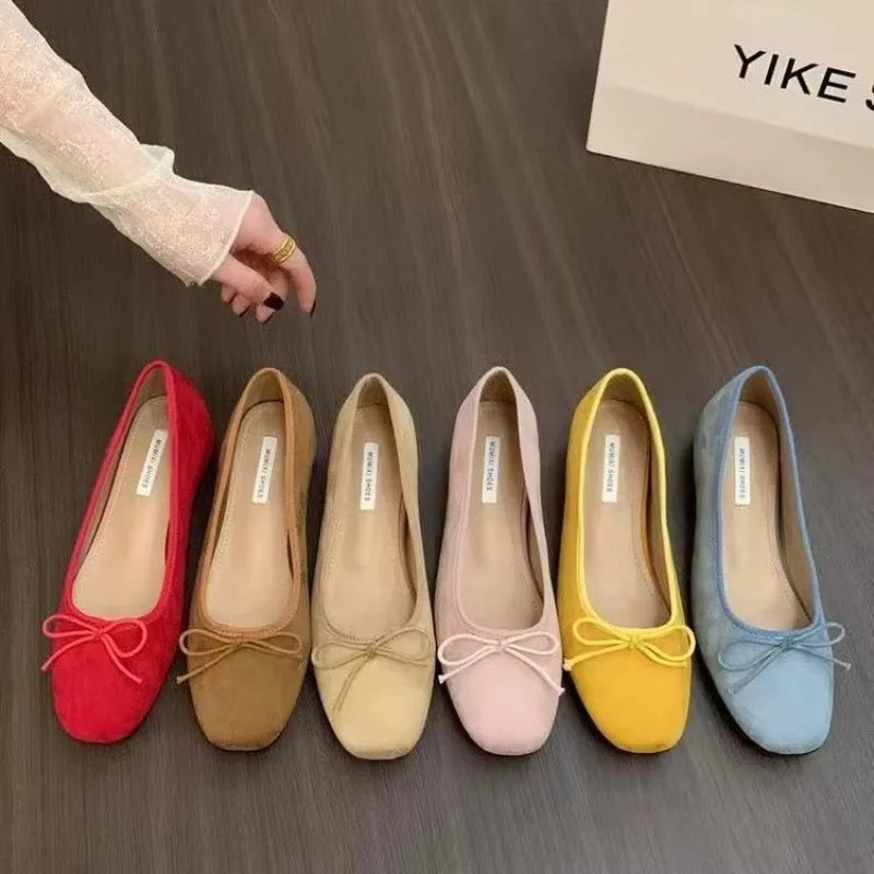 Flat Shoes for Women Spring Autumn 2025 New Square Toe Velvet Retro Black Loafers Women Ladies Shoes Plus Size 42 43 44 Zpaxo