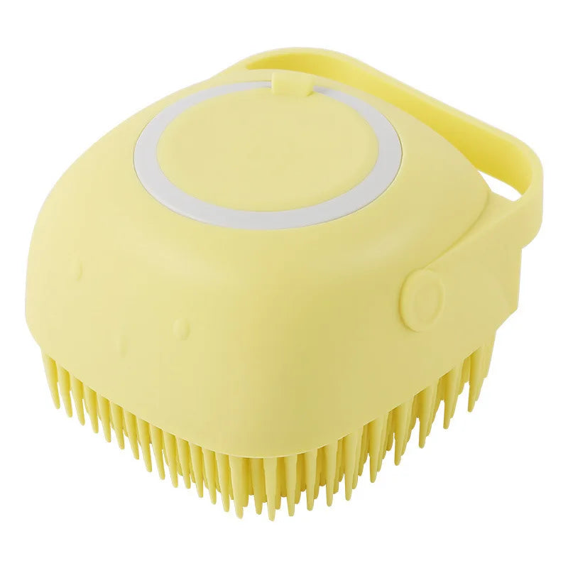 Dog Bathing Brush Pet Massage Shampoo Dispenser Soft Silicone Rubber Zpaxo YELLOW