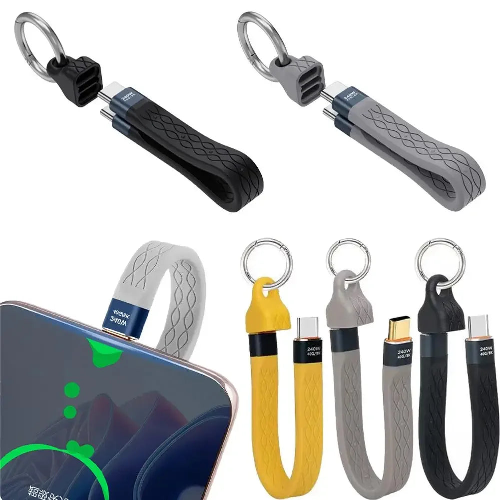 240W USB-C Keychain Cable 40Gbps Fast Charging & Data Transfer USB-C Charging Cable Zpaxo