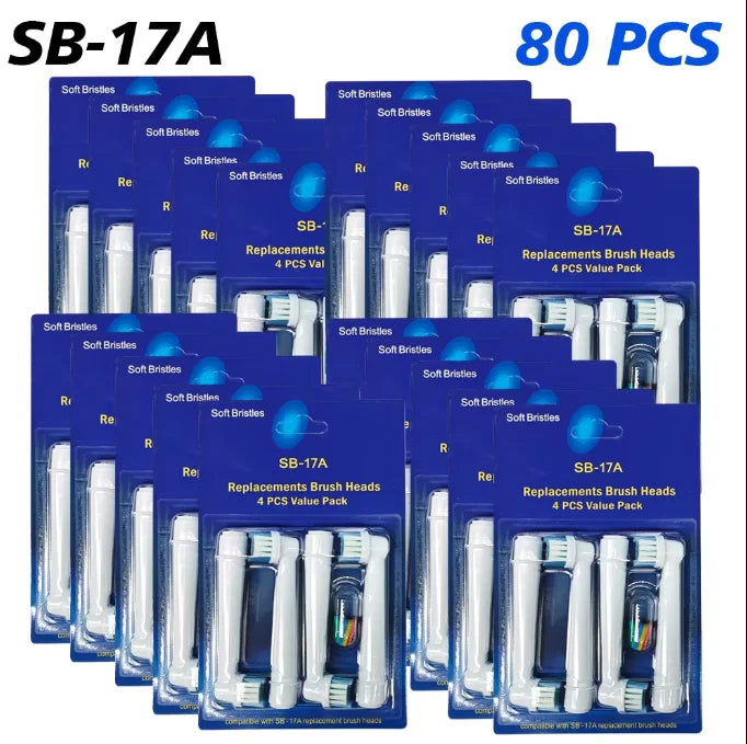 4/16/20/80pcs Set Electric Toothbrush Head For Oral B Sensitive Replacement Brush Heads D25 D30 D32 D18 4739 3709 4728 D4510 Zpaxo SB17A-80pcs