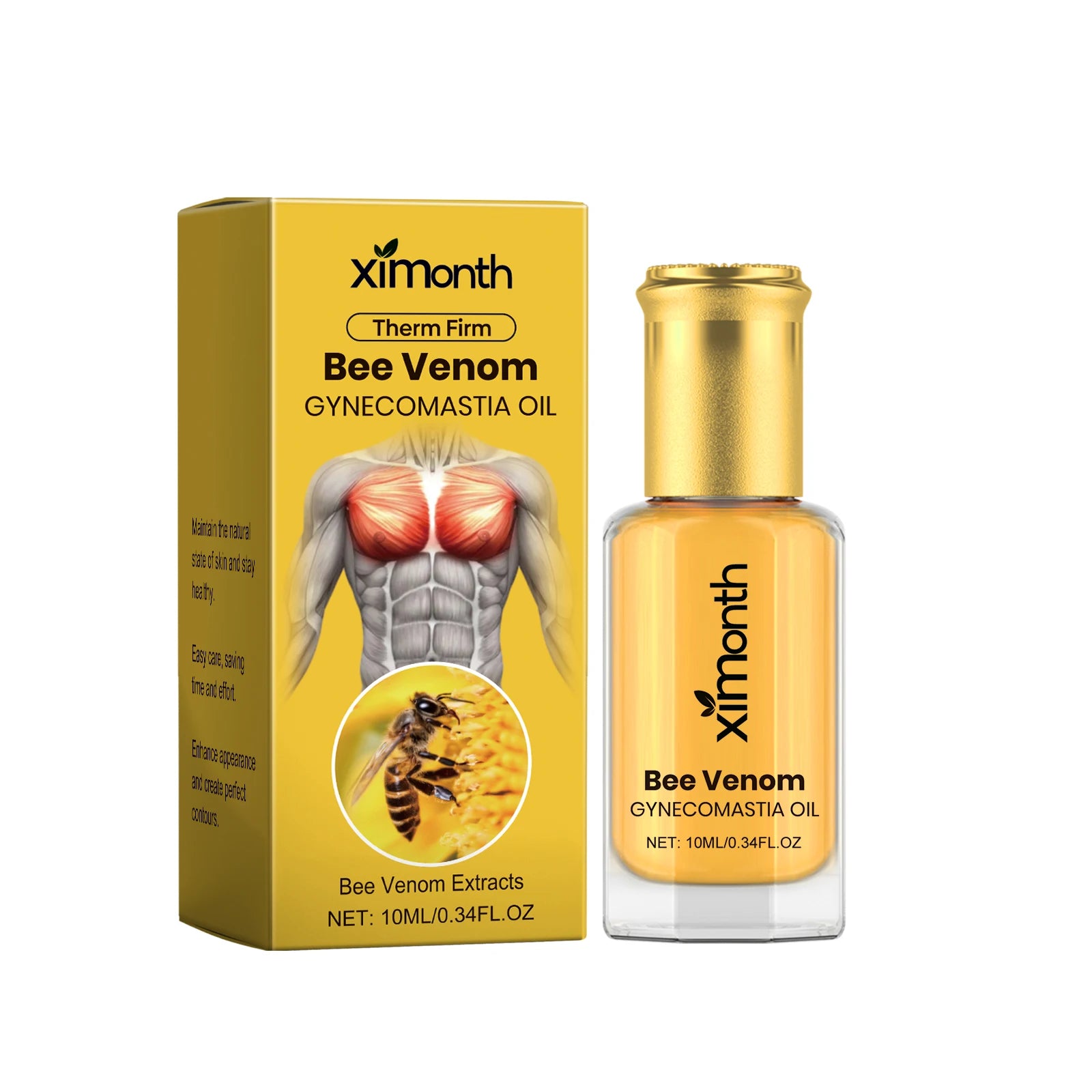 Bee Venom Men's Chest Firming Massage Oil – Contouring 10ml Chest Firming Body Oil Zpaxo 10ml Boxed