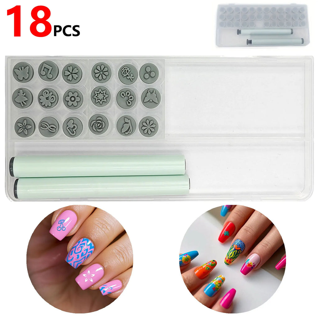 18/36/48PCS Nail Art Stamp Pen Set for DIY Design, Nail Graffiti Nail Art Dotting Tools with Simple Design Zpaxo 18PCS