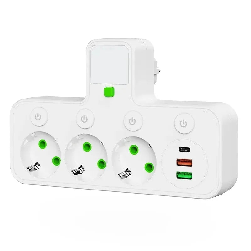 Multi-socket Power Strips Strip 3 Plugs USB Socket Electric Outlet Fast Charger Desktop Charging USB Electrical Adapter Socket Zpaxo 3-White