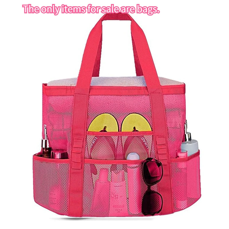 Large Capacity Mesh Beach Tote Bag Swimming Shower Fitness Travel Zpaxo rose red-1pc