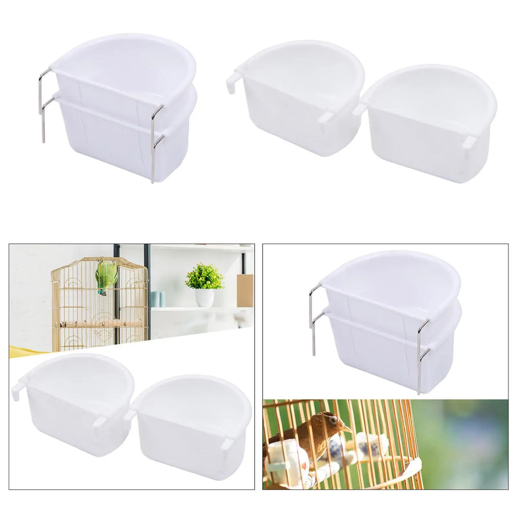 2 Pieces Bird Food Feeding Dish Easy to Install Bird Cage Feeder Bowl for Small Animals Budgie Parrot Parakeets Lovebirds Zpaxo