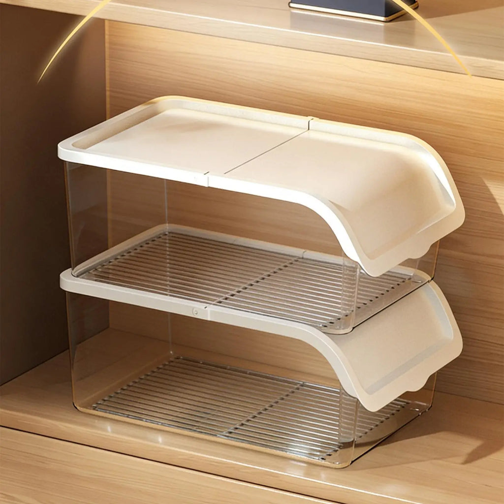 Tea Storage Box Large Stackable Half-open Lid Teacup Containers
