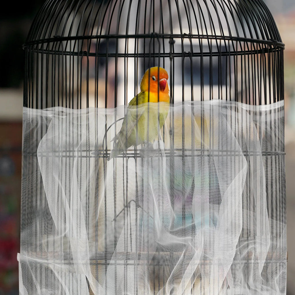 Bird Cage Net Cover Dust Proof Mesh Screen Seed Catcher Protective
