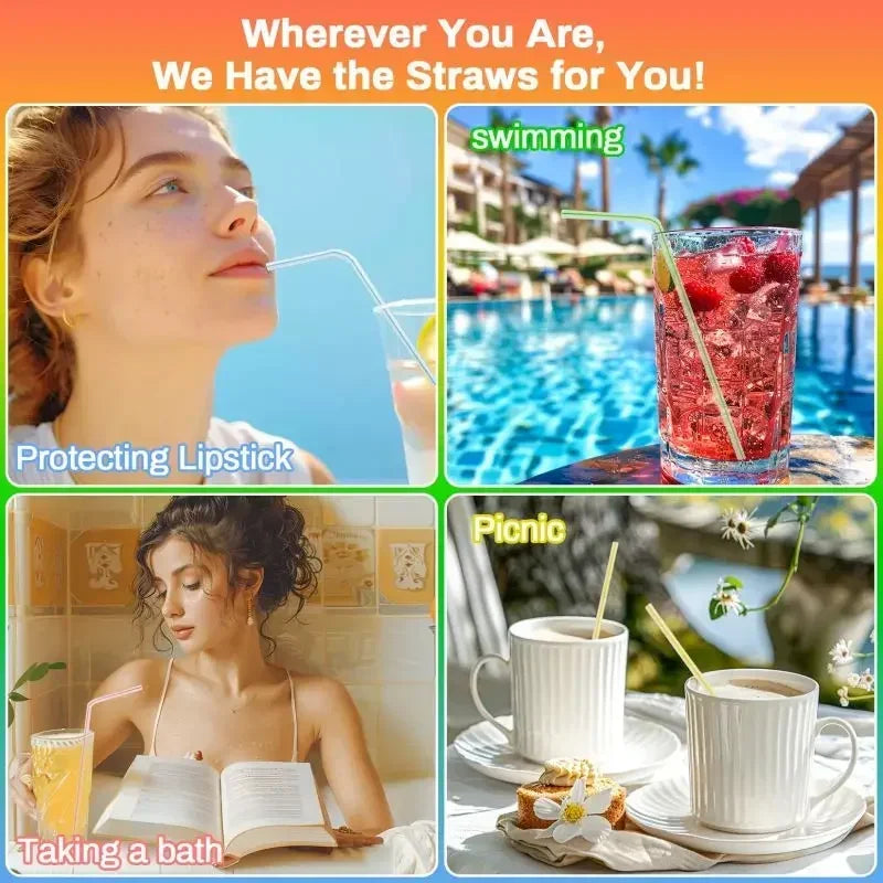 Multicolor Drinking Straws Child Plastic Straws Multi-time Milk Tea Beverage Accessories Black Straw Wholesale Party Supplies Zpaxo