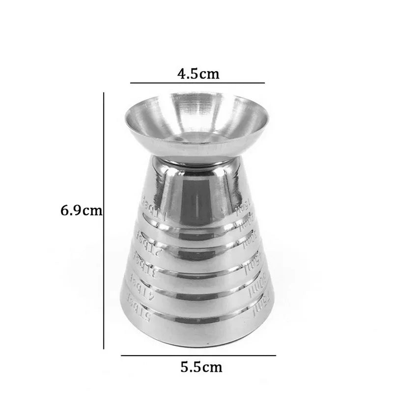  1pc 75ML Stainless Steel Measuring Cup Cocktail Tools Mixing Drink Accessories Three Scale Wine Measuring Cups For Home Party Zpaxo