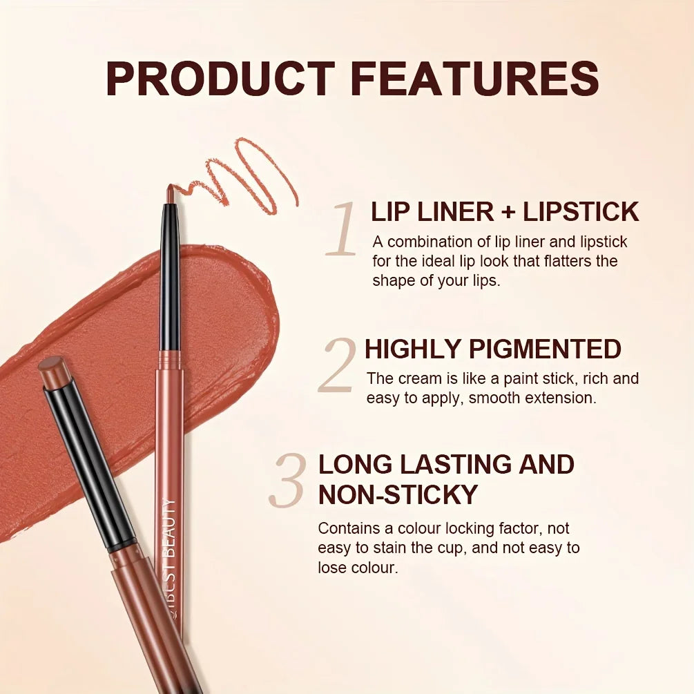 1+1 Matte Lip Set Matte Lipstick&Lip Liner Color Rendering Long Lasting Waterproof Valentine's Day Gifts Contain Plant Squalene Zpaxo