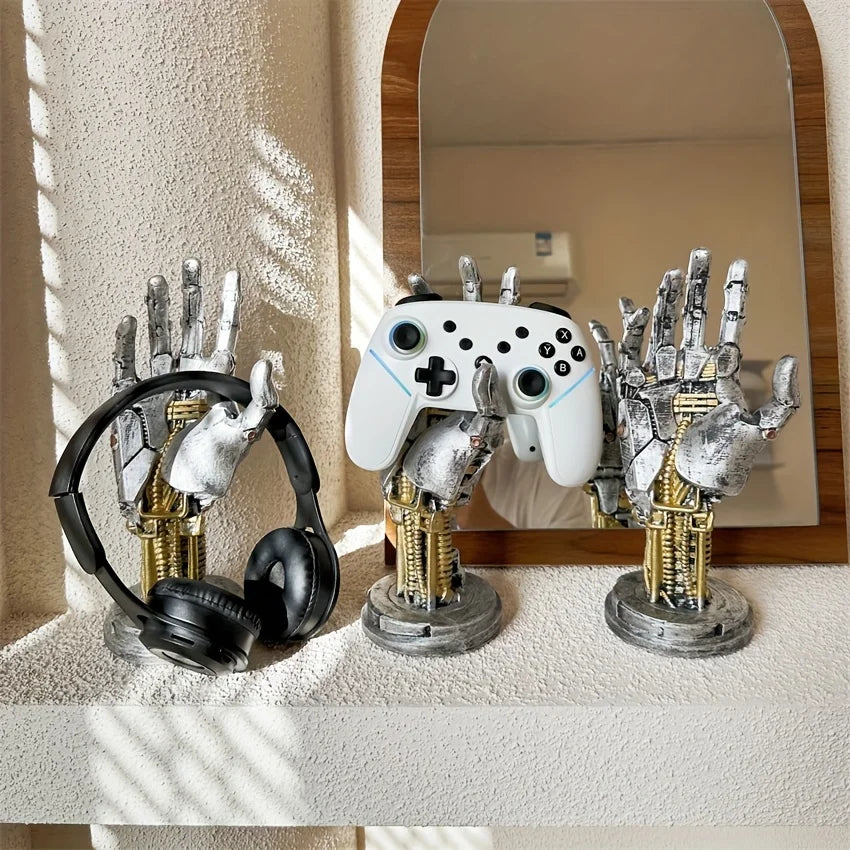 Cyberpunk Robotic Hand Ornament Gamepad Holder Ring String Desktop