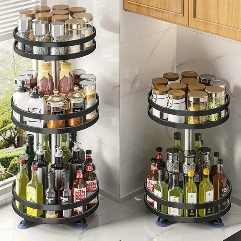 Rotatable Kitchen Storage Rack kitchen Accessories Spice Storage Rack Clean Storage 360 Degrees Rotatable Organizer Turntable Zpaxo