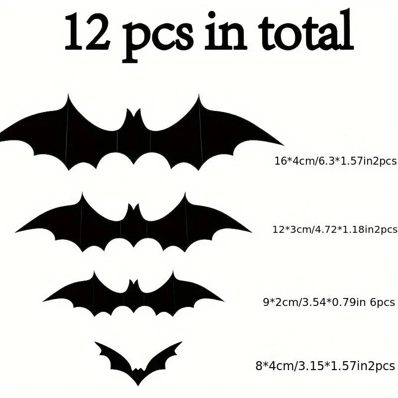 Black Bat 3D Wall Stickers Home Room Decoration Party Door Window