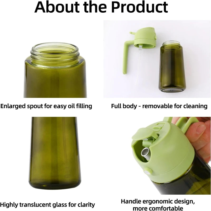 500ML Dark Cooking Oil Sprayer for Cooking 2 in 1 Olive Oil Dispenser and Oil Spray Bottle for Air Fryer, BBQ, Baking, Salad Zpaxo