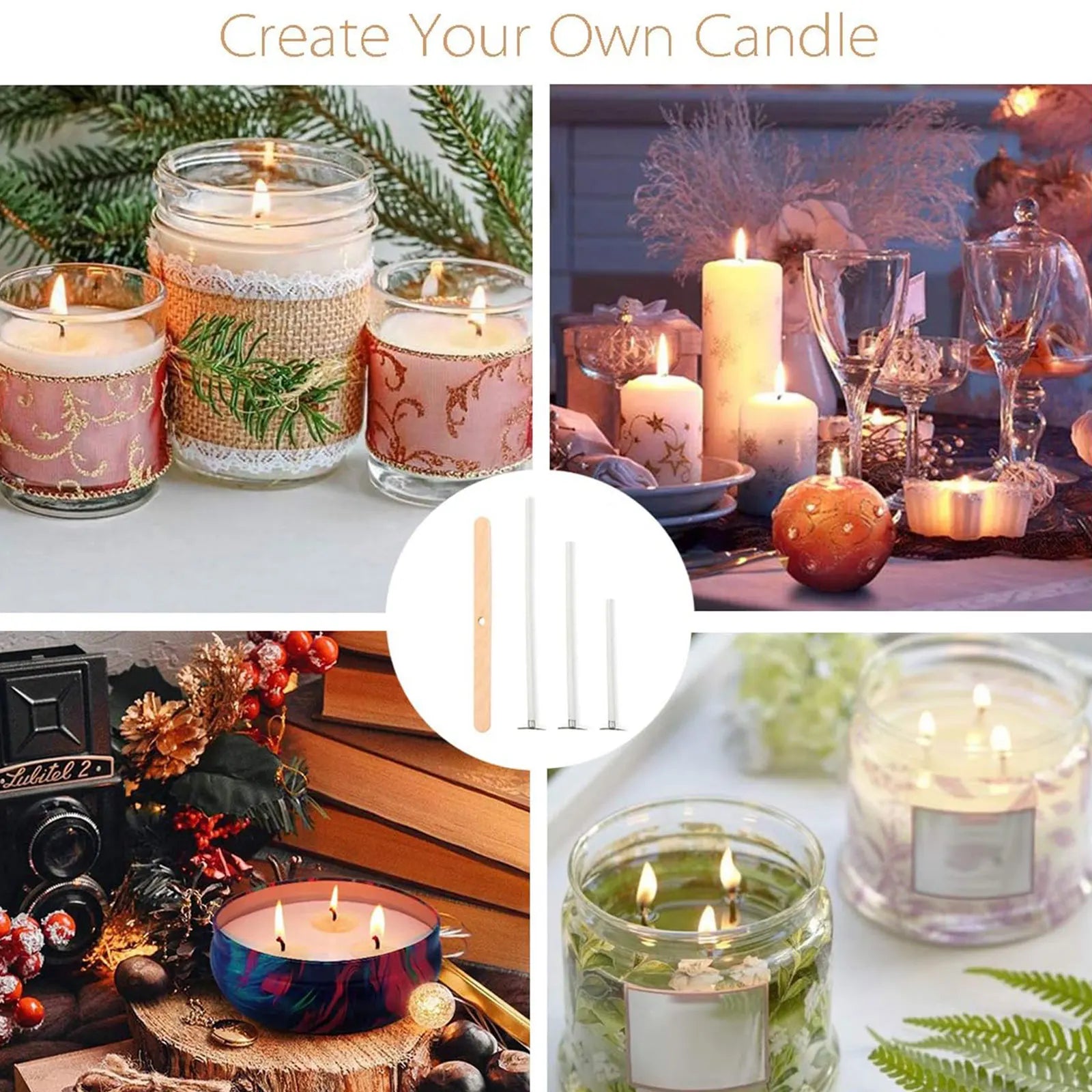 430 PCS Wick Set, 12 inch/8 inch/6 inch/3.5 inch/1 inch (30cm/20cm/15cm/9cm/2.6cm), 5 different wick lengths Zpaxo