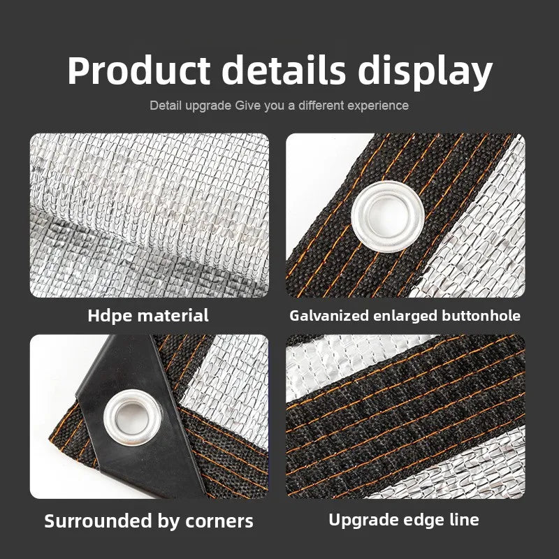 3x4m Aluminum Foil Sun Shade Net UV Protection Heat Insulation Roof